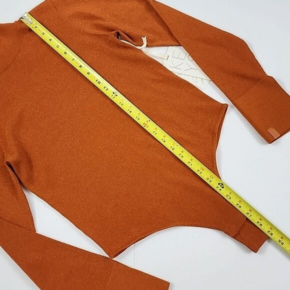 Athleta x Alicia Keys Women's Bodysuit Merino Wool Burnt Orange Gold Speck Sz M - Picture 12 of 15